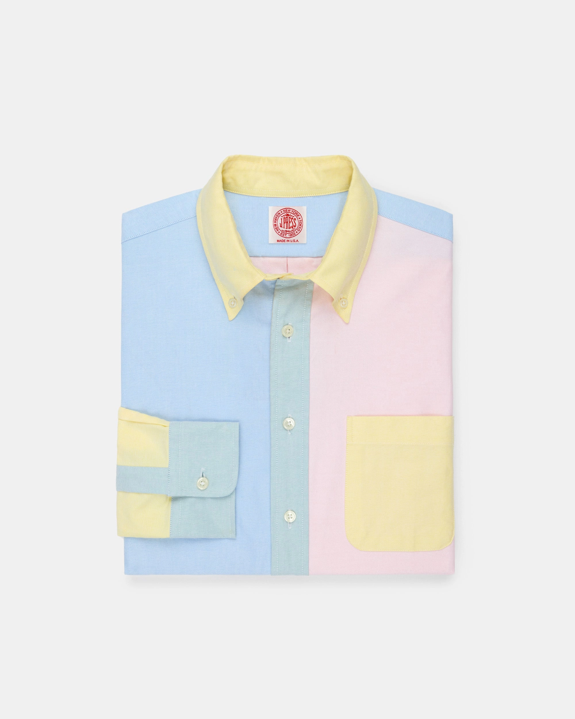 Trendy Apparel Polished Placket Made-in-USA Solid Colorblock Oxford Cloth Fun Shirt
