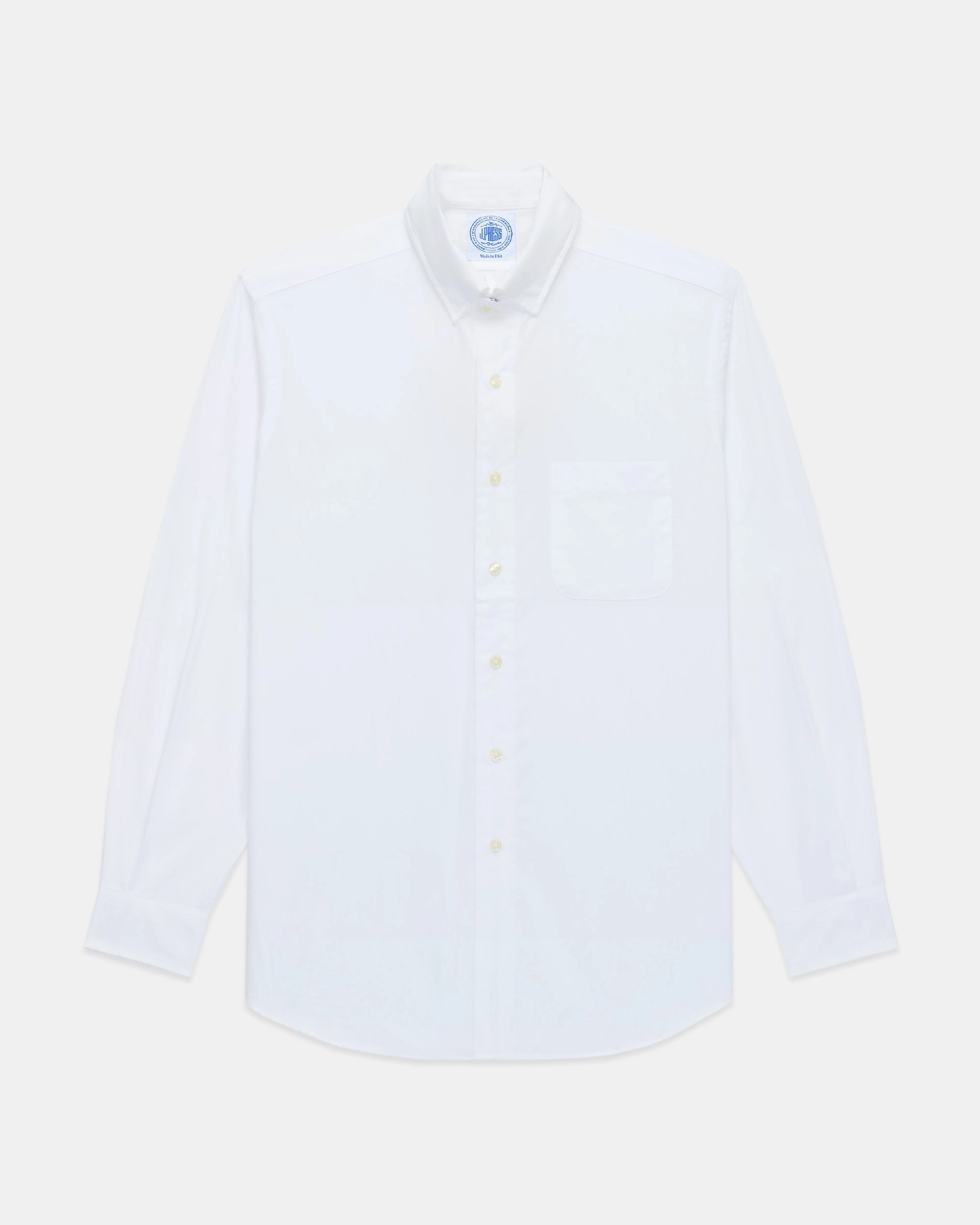 Made-in-USA Solid White Broadcloth Snap Tab Collar Shirt - Classic Fit Mountain Escape Mountain Retreat
