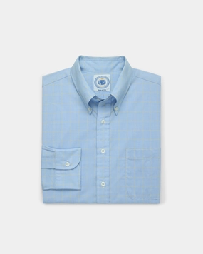Made-in-USA Thomas Mason Blue & Yellow Glen Plaid Button Down Shirt - Regular Fit Versatile Layering Piece