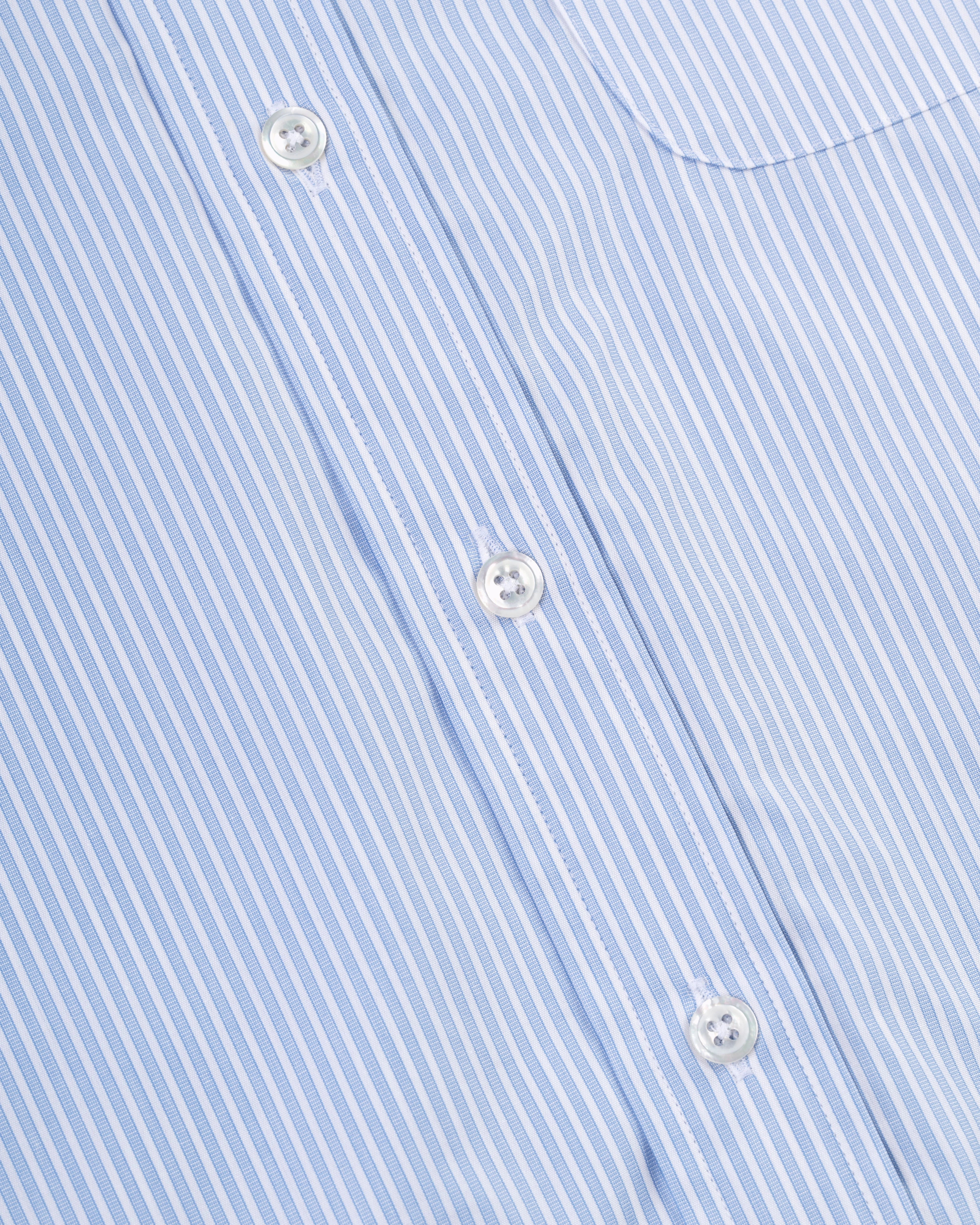 Multi Pocket Utility Made-in-USA Thomas Mason Blue End-on-End Stripe Button Down Shirt - Regular Fit