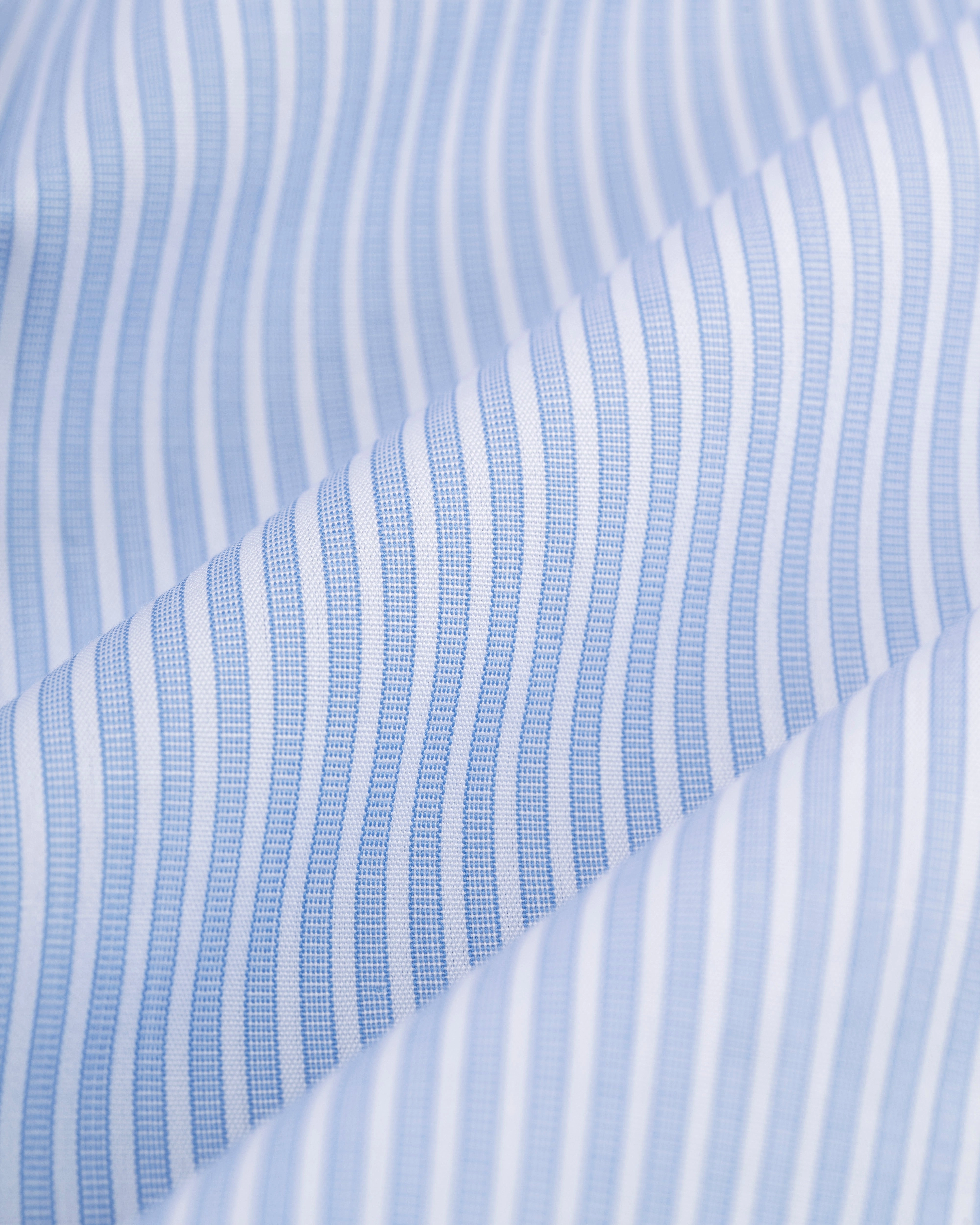 Made-in-USA Thomas Mason Blue End-on-End Stripe Button Down Shirt - Regular Fit Wrinkle Resistant Material