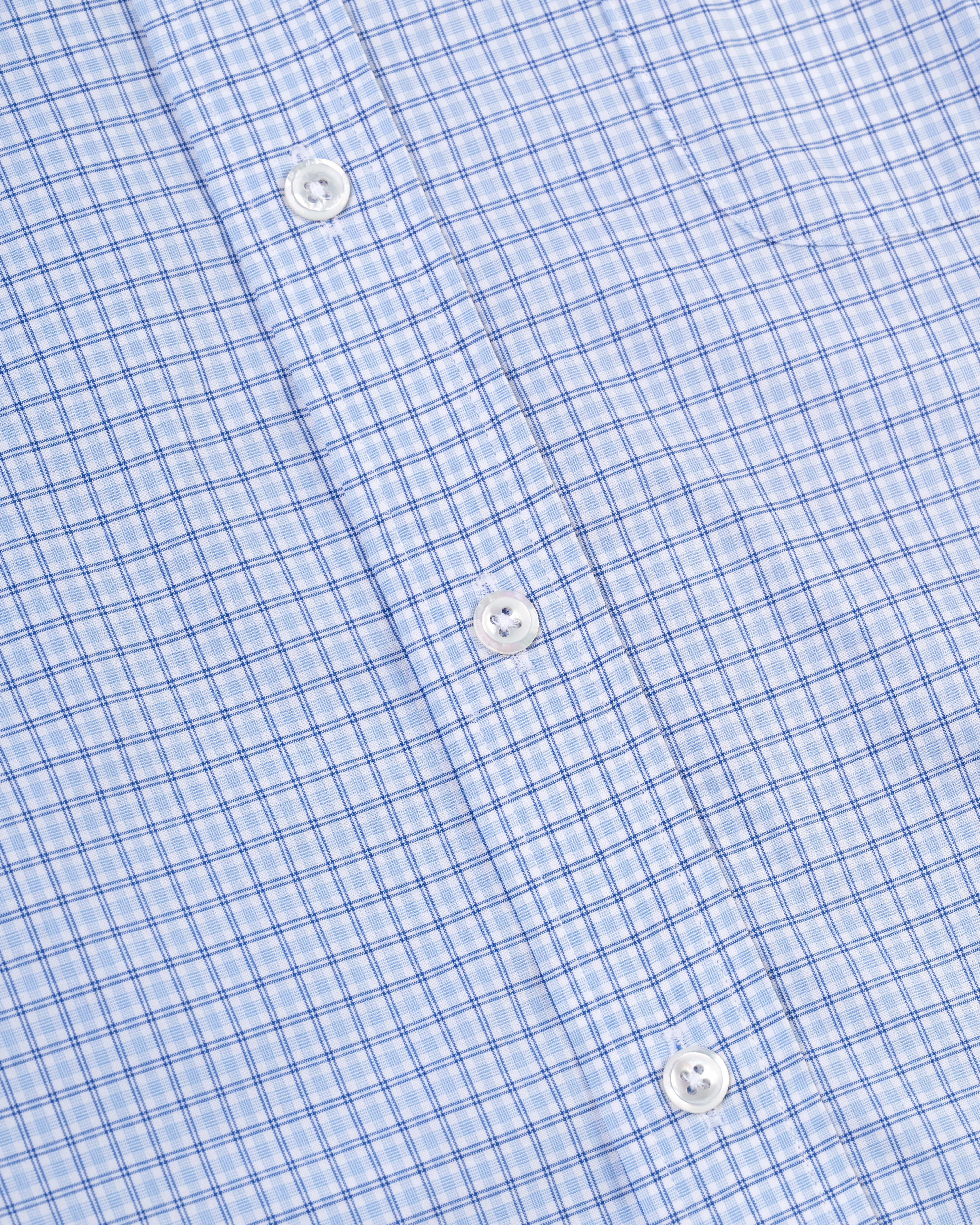 Smooth Cotton Blend Urban Edge Made-in-USA Thomas Mason Navy & Light Blue Check Button Down Shirt - Regular Fit
