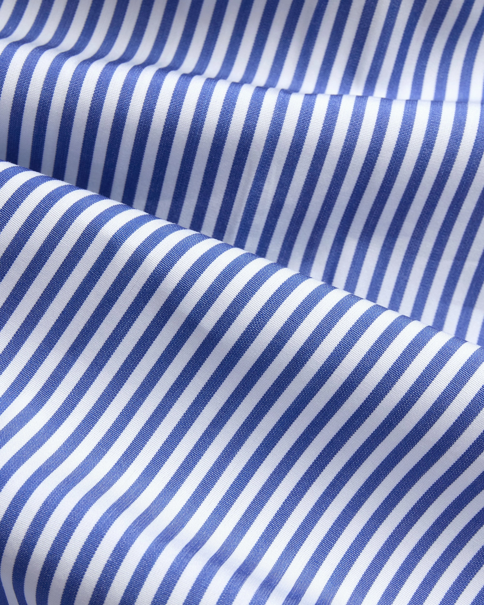 Made-in-USA Thomas Mason Navy Bengal Stripe Spread Collar Dress Shirt - Regular Fit UV Protective Fabric Quick-Dry