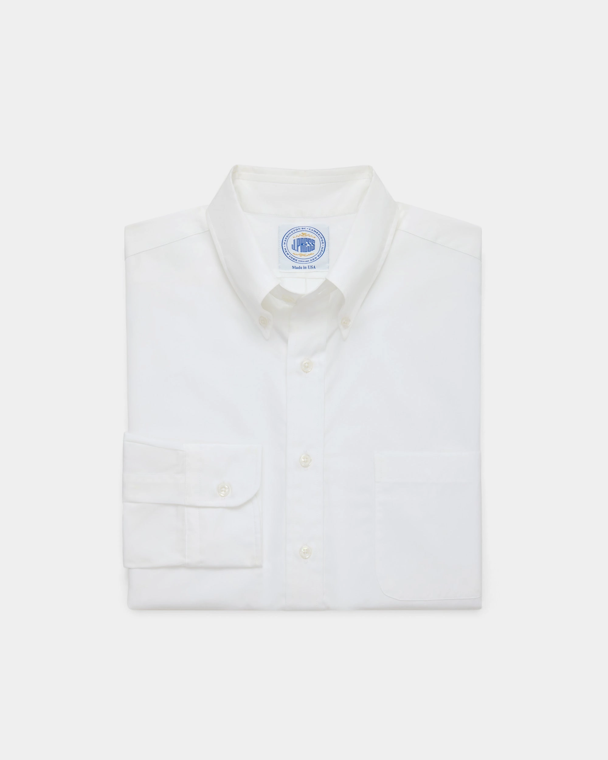 Printed design High-End Finish Made-in-USA Thomas Mason Solid White Broadcloth Button Down Shirt - Regular Fit