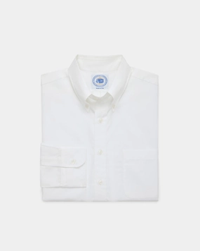 Printed design High-End Finish Made-in-USA Thomas Mason Solid White Broadcloth Button Down Shirt - Regular Fit