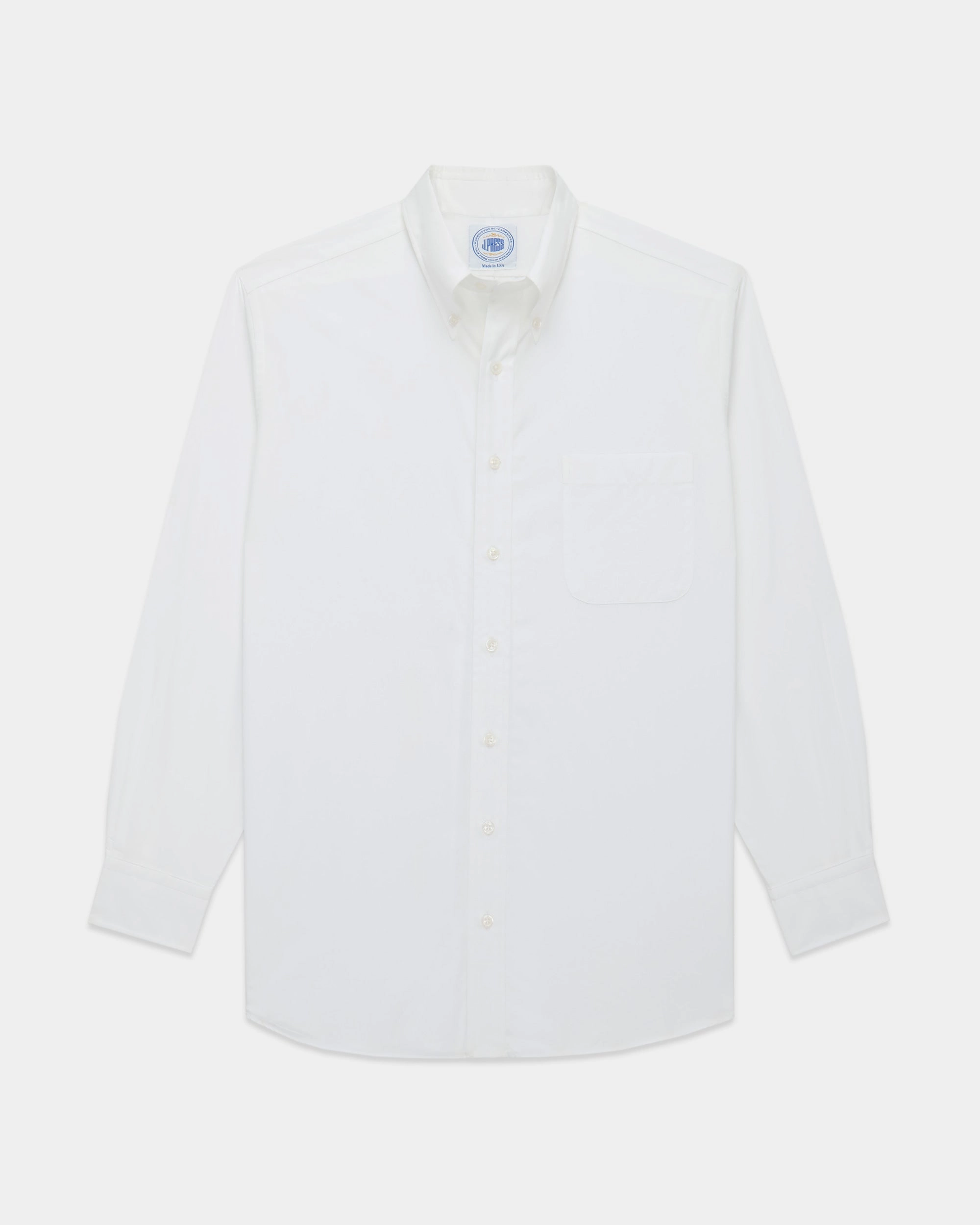 Advanced Moisture Management Lace Accent Made-in-USA Thomas Mason Solid White Broadcloth Button Down Shirt - Regular Fit