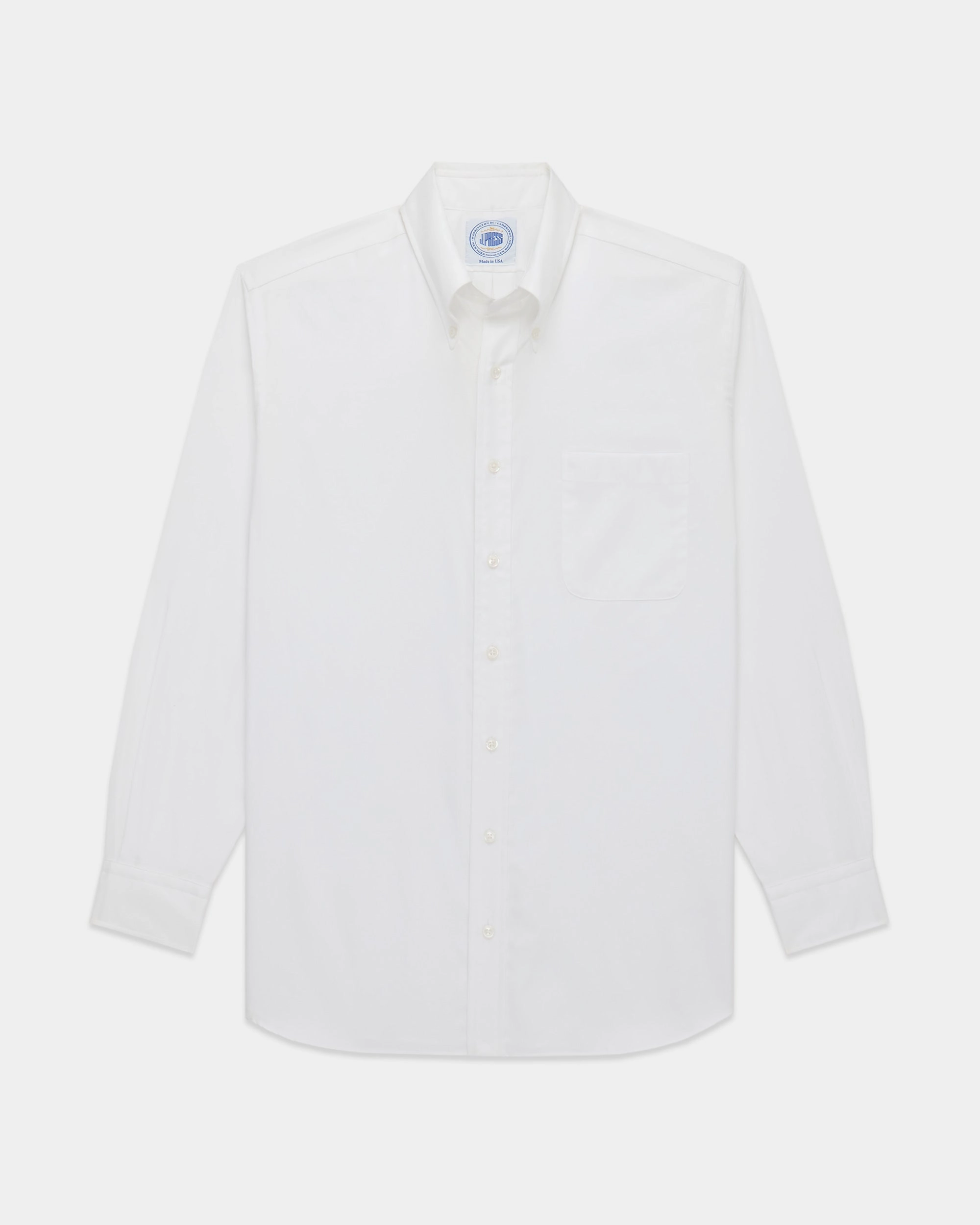 Made-in-USA Thomas Mason White Royal Oxford Button Down Shirt - Regular Fit Standalone Option