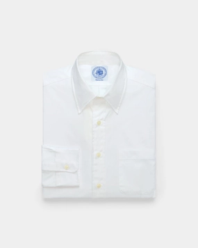 Made-in-USA White Pinpoint Oxford Point Collar Shirt - Classic Fit Tagless label