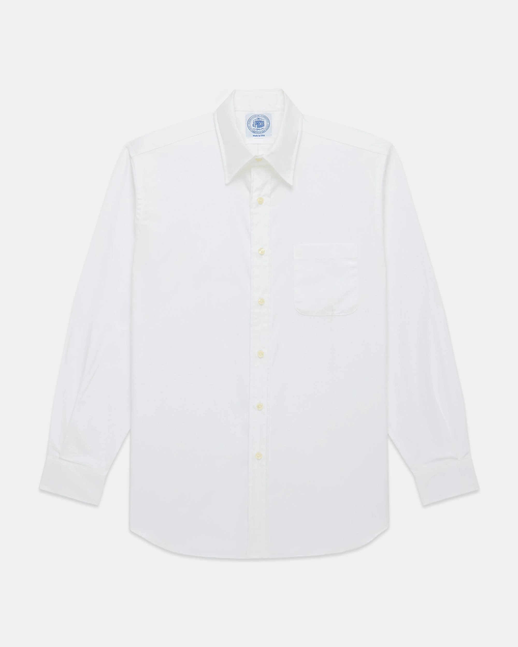 No Slip Shoulder Grips Made-in-USA White Pinpoint Oxford Point Collar Shirt - Classic Fit