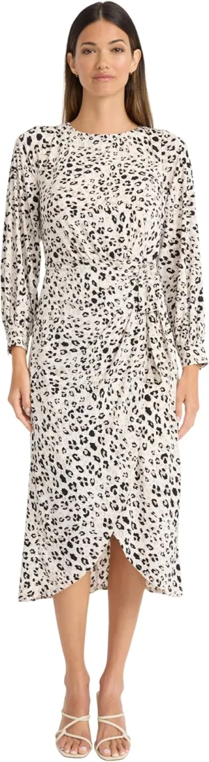 Maggy London Women's Long Sleeve Midi Dress W/Side Tie