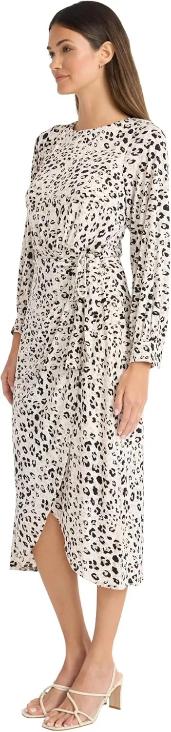 Maggy London Women's Long Sleeve Midi Dress W/Side Tie