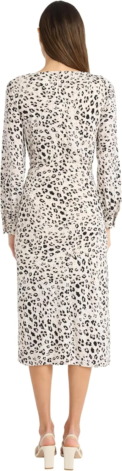 Maggy London Women's Long Sleeve Midi Dress W/Side Tie