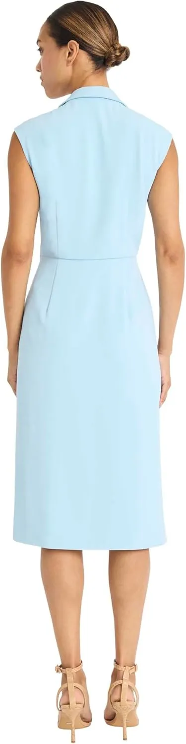 Maggy London Women's Tailored Wrap Midi Deep V-Neck-Sleeveless Professional Wear-Formal Evening Dress
