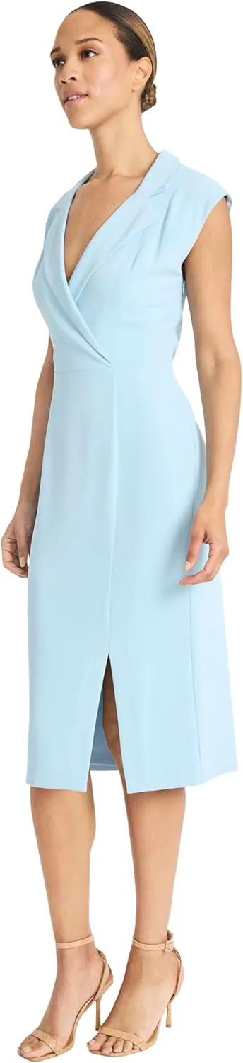Maggy London Women's Tailored Wrap Midi Deep V-Neck-Sleeveless Professional Wear-Formal Evening Dress