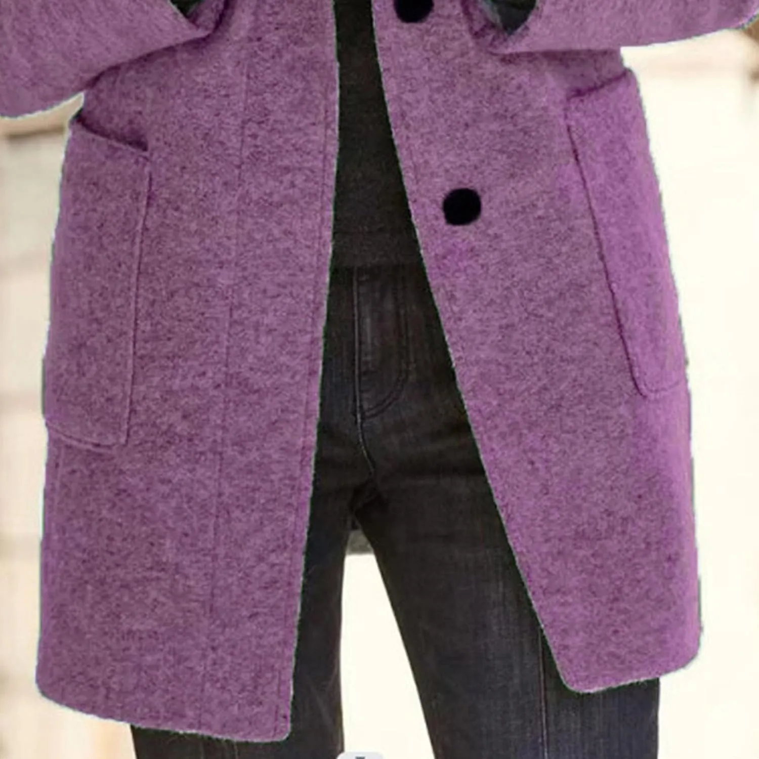Maiyifu-GJ Womens Elegant Single Breasted Wool Trench Coat Casual Stand Collar Slim Fit Jacket Fall Long Sleeve Cardigan