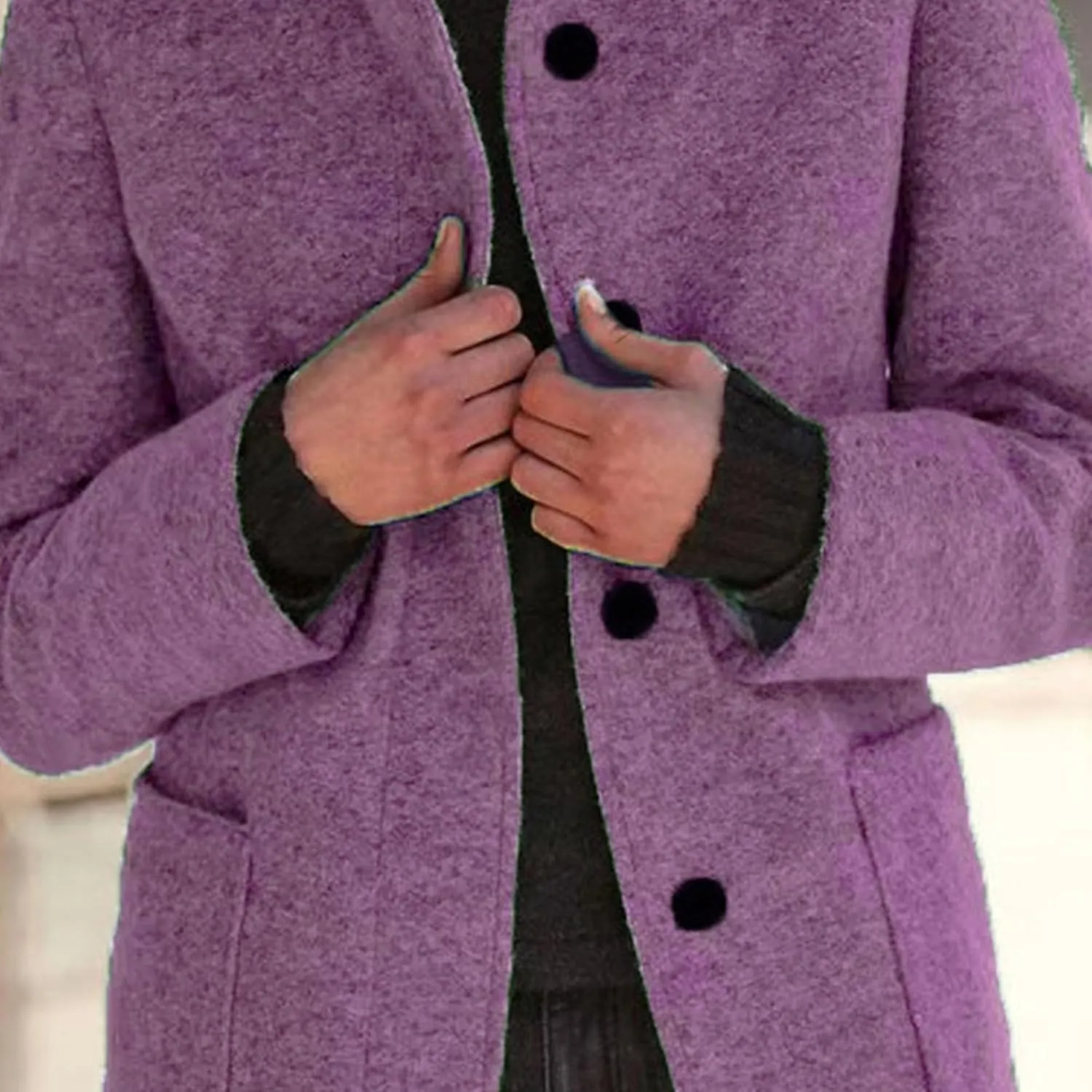 Maiyifu-GJ Womens Elegant Single Breasted Wool Trench Coat Casual Stand Collar Slim Fit Jacket Fall Long Sleeve Cardigan