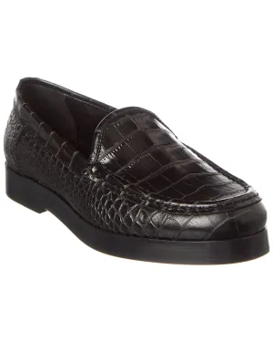 Manolo Blahnik Dinelio Croc-Embossed Leather Loafer Quick Fit Premium Leather
