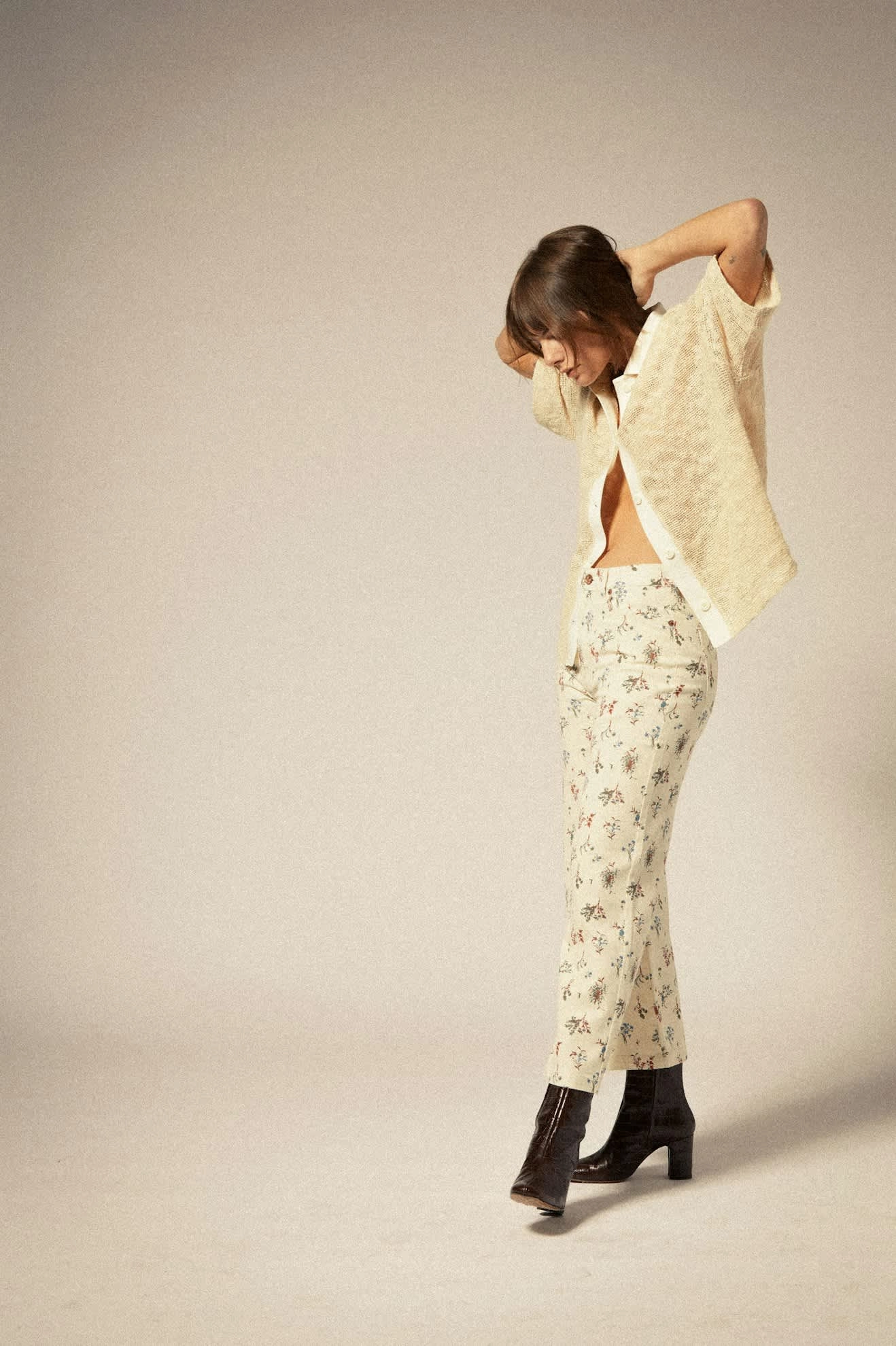 Margo Cropped 5-Pocket Pant - Whitecap Roll-up style