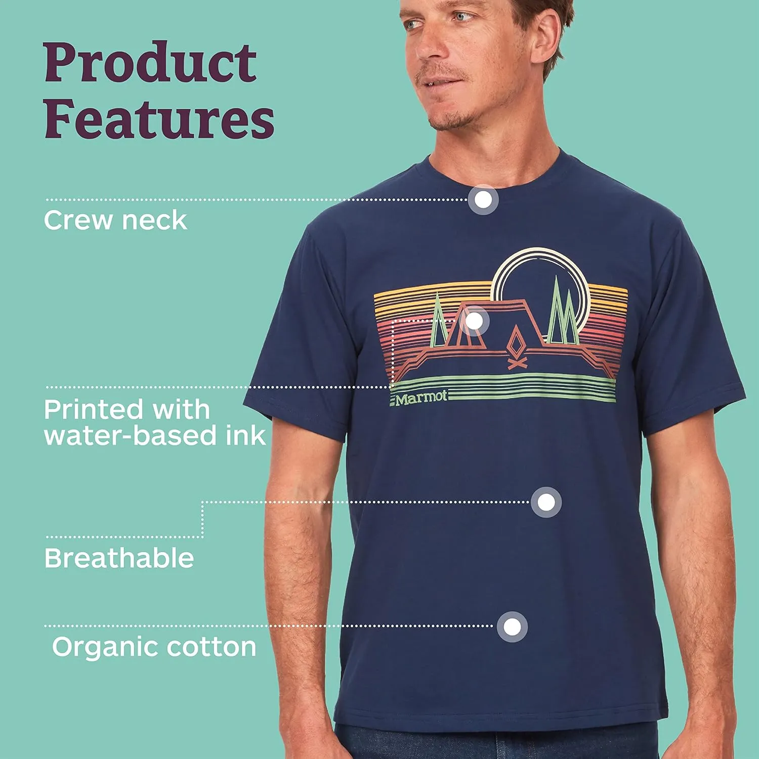 MARMOT Men's Logo T-Shirts - Printed Graphic on Cotton Tee