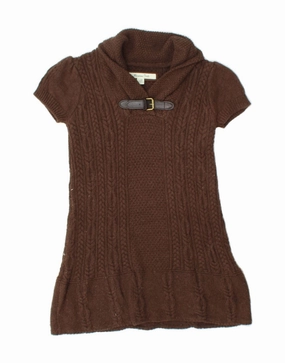 Chic formal attire Shiny surface MASSIMO DUTTI Girls Short Sleeve Jumper Dress 7-8 Years Brown Cotton