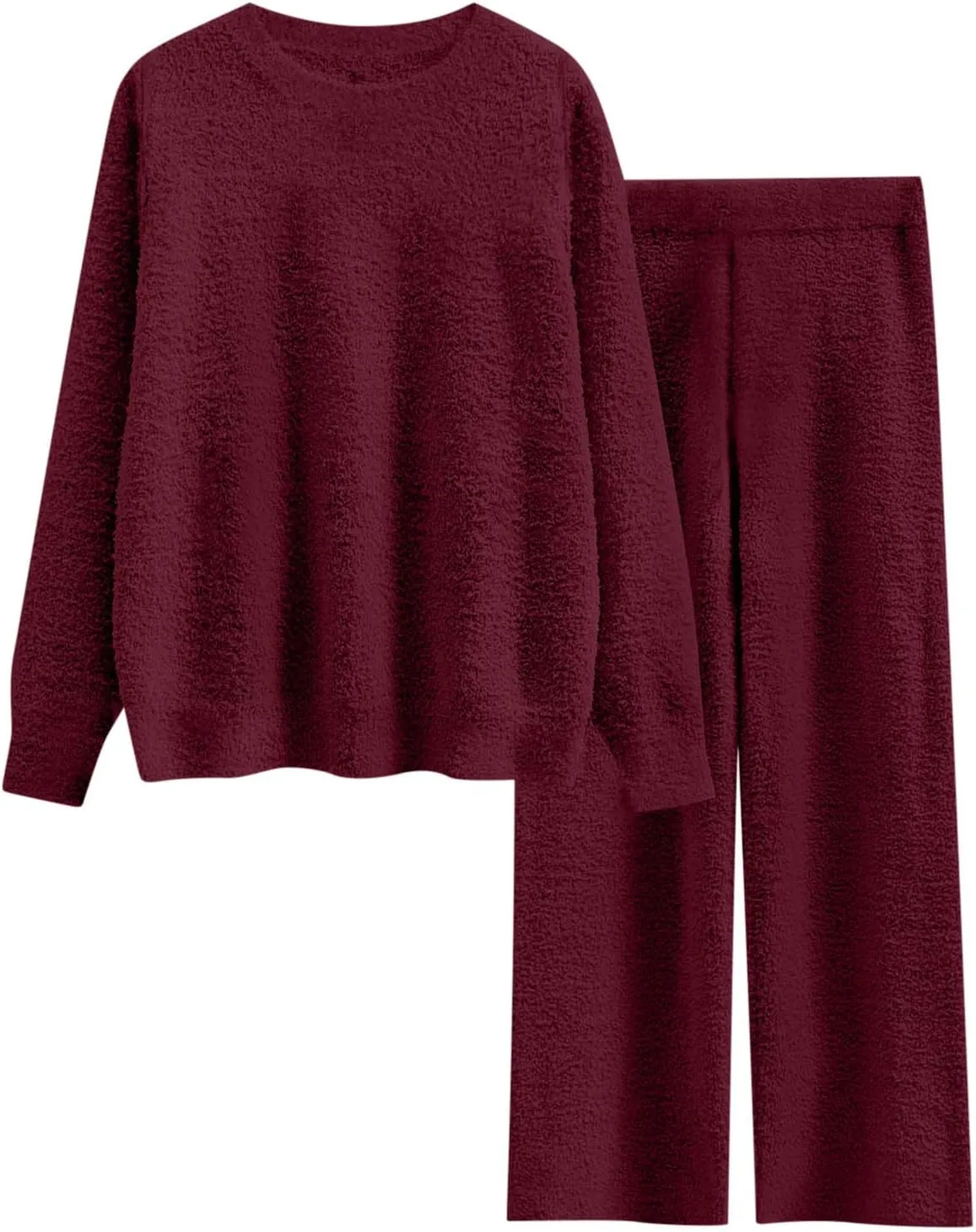 Matching Sets Women Clothing Fuzzy Fleece Pajama Set for Women 2 Piece Winter Lounge Sets