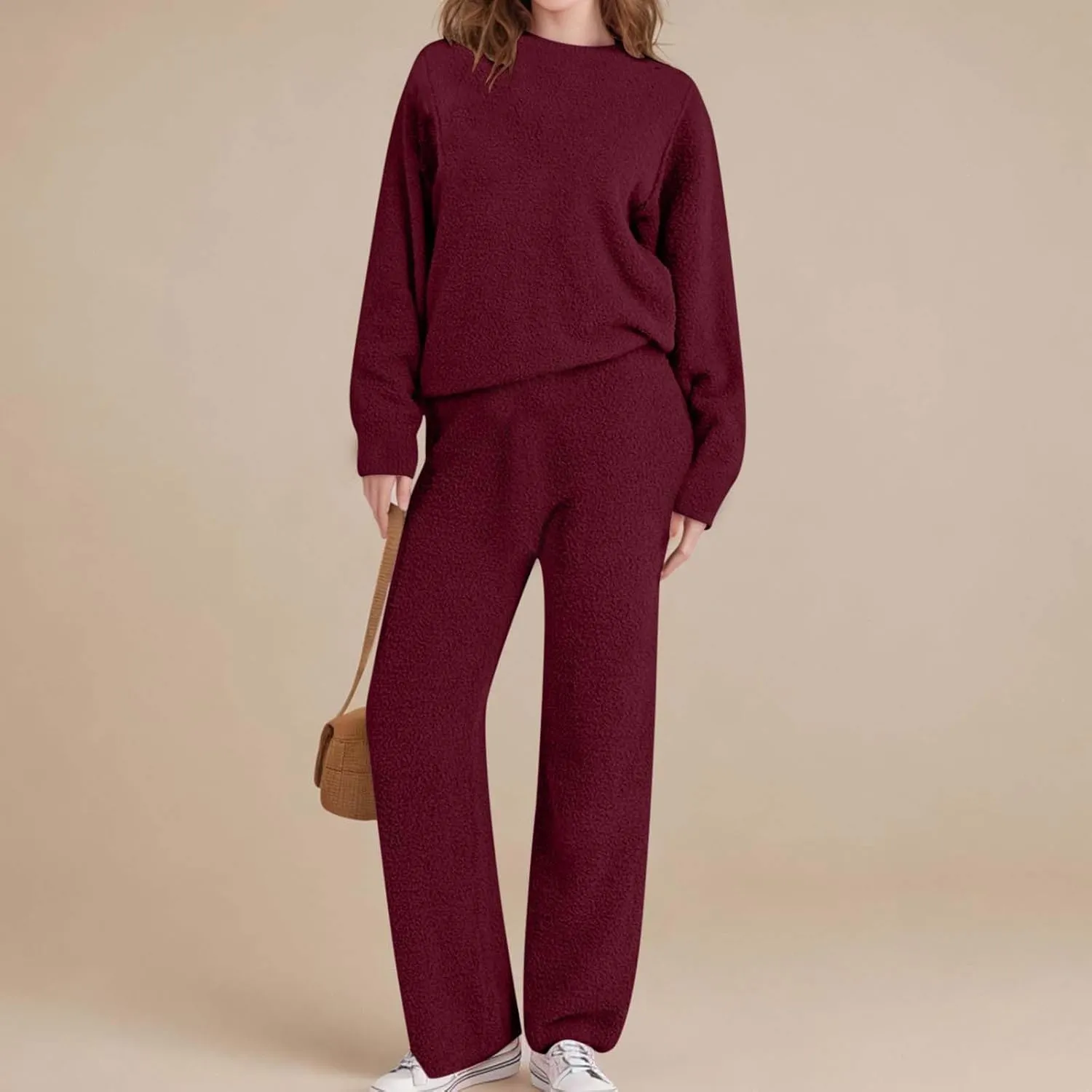 Matching Sets Women Clothing Fuzzy Fleece Pajama Set for Women 2 Piece Winter Lounge Sets