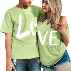 Matching Short Sleeve Shirts for Couples LO VE Letter Print Tops Blouse Matching Couple Valentine's Day T-Shirt