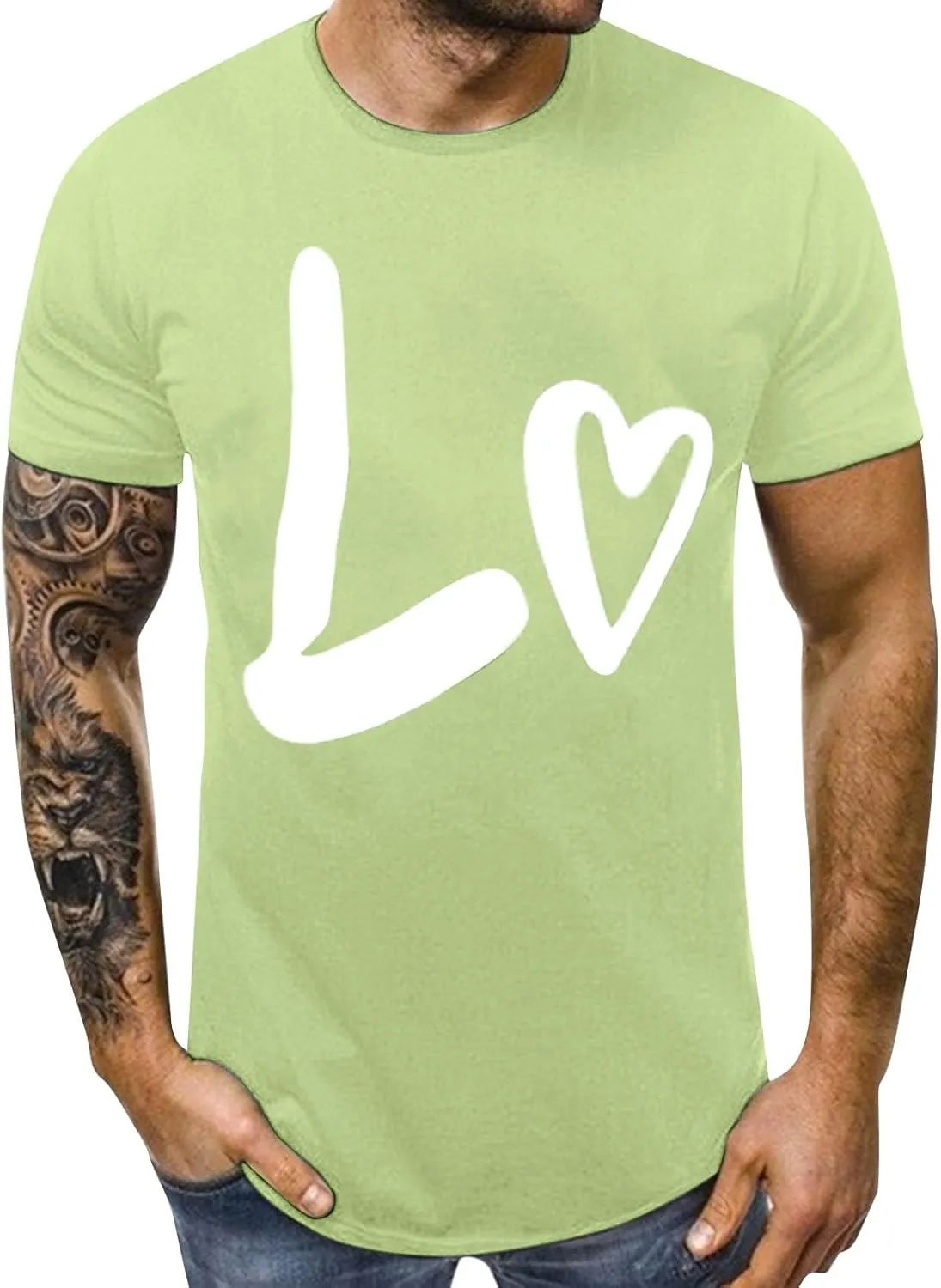 Matching Short Sleeve Shirts for Couples LO VE Letter Print Tops Blouse Matching Couple Valentine's Day T-Shirt