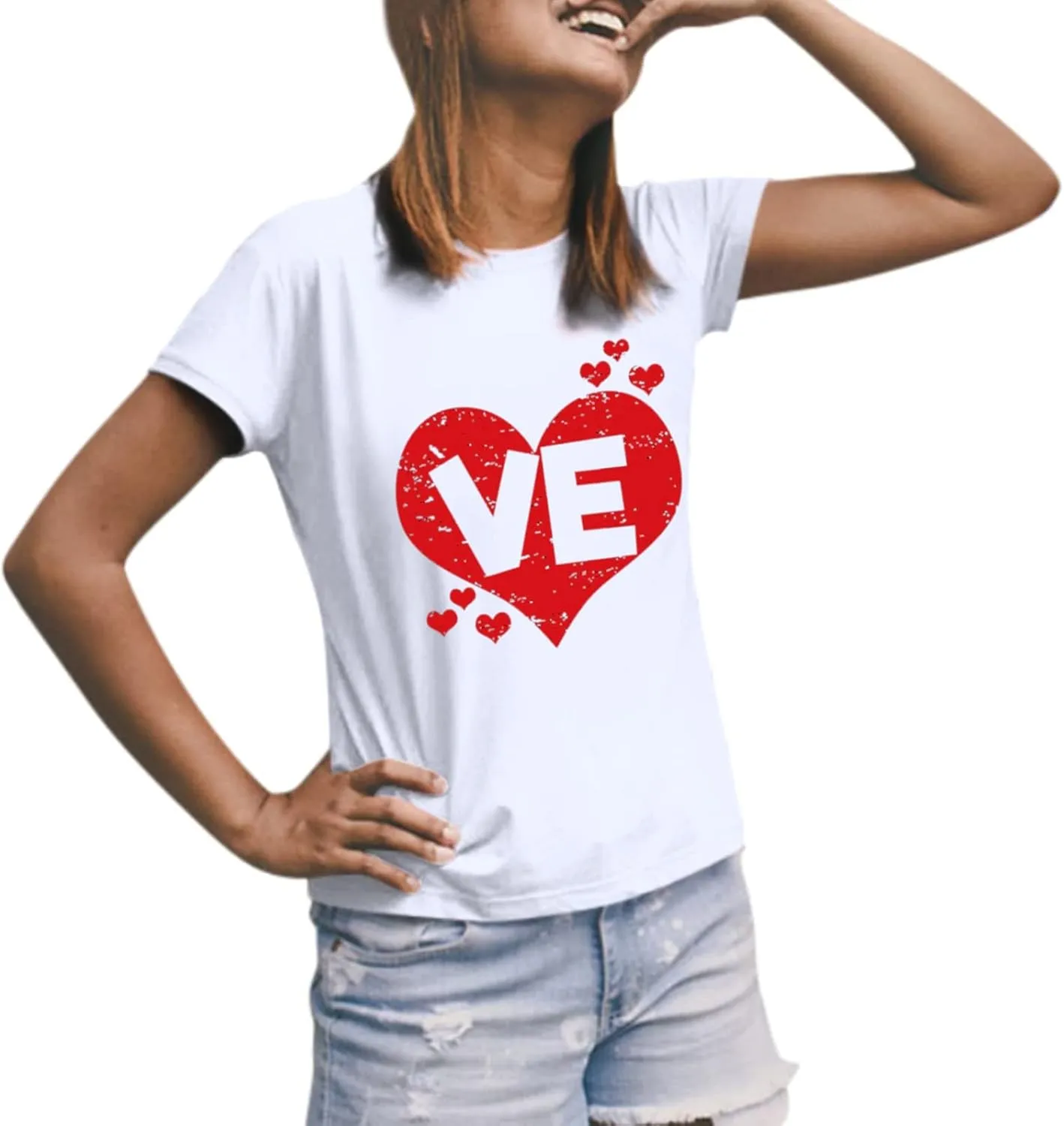 Matching T Shirts for Couples LO VE Print Short Sleeve Tops Blouse Matching Couple Set Outfits His & Hers T-Shirts