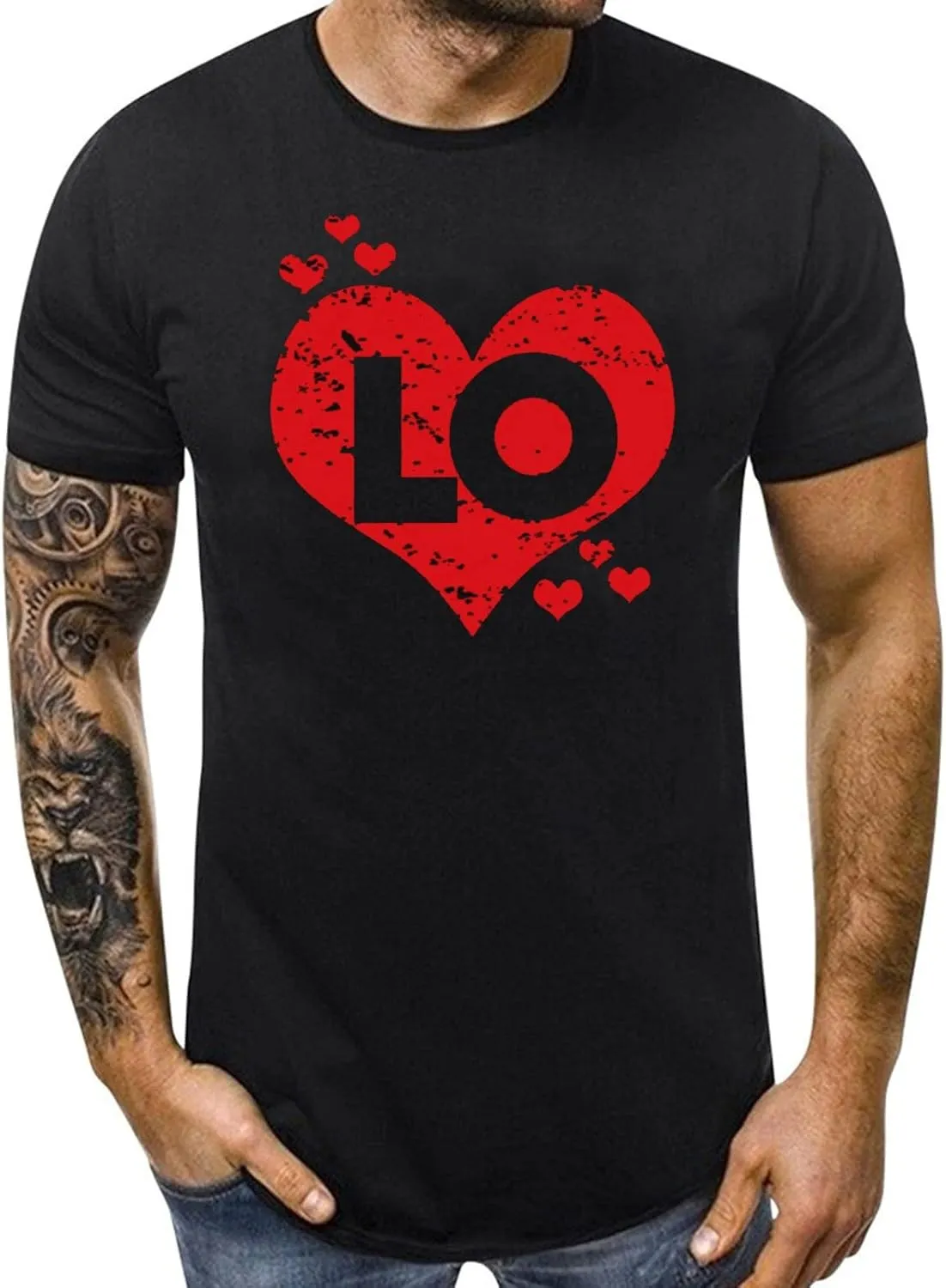 Matching T Shirts for Couples LO VE Print Short Sleeve Tops Blouse Matching Couple Set Outfits His & Hers T-Shirts