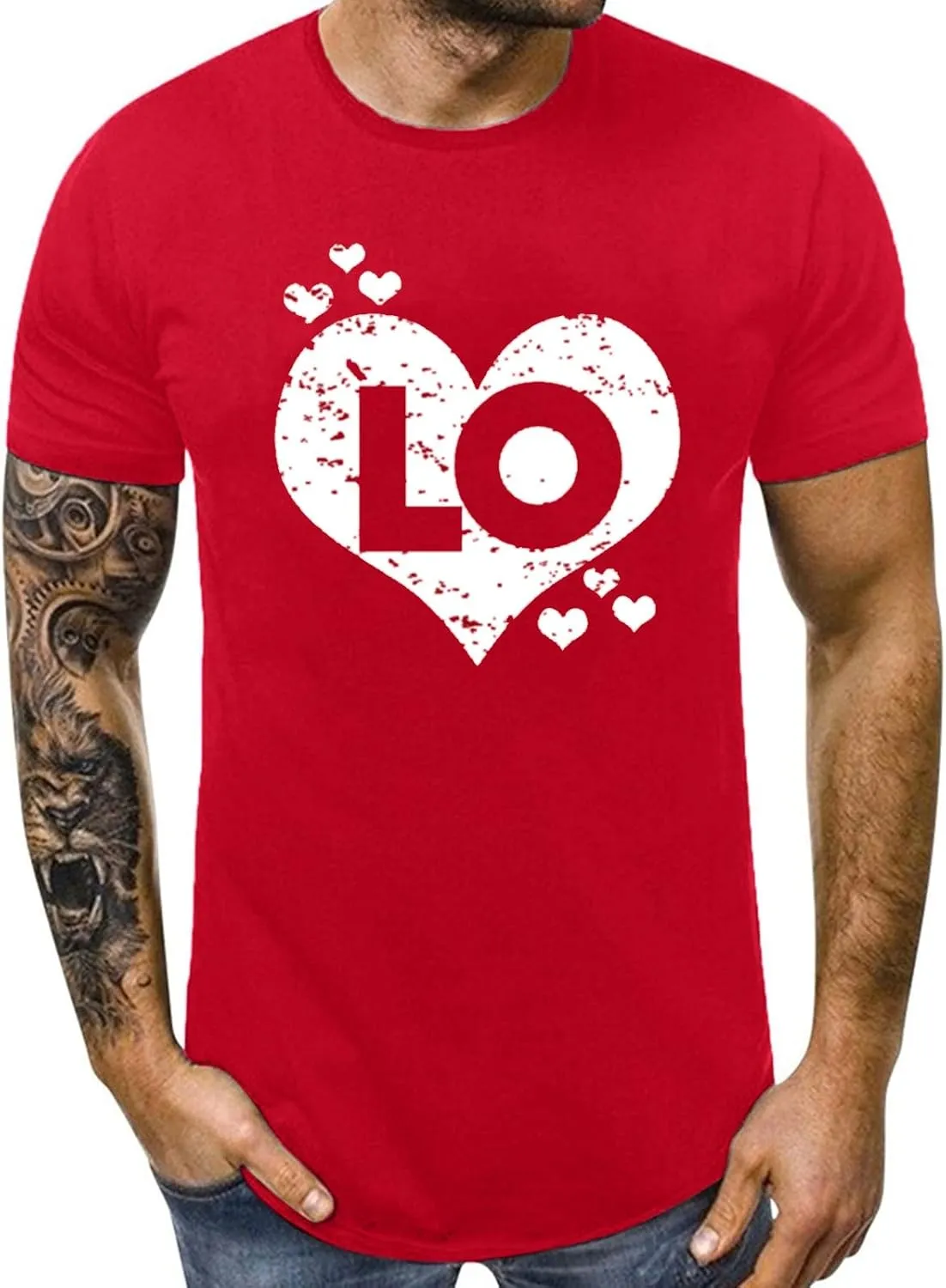 Matching T Shirts for Couples LO VE Print Short Sleeve Tops Blouse Matching Couple Set Outfits His & Hers T-Shirts