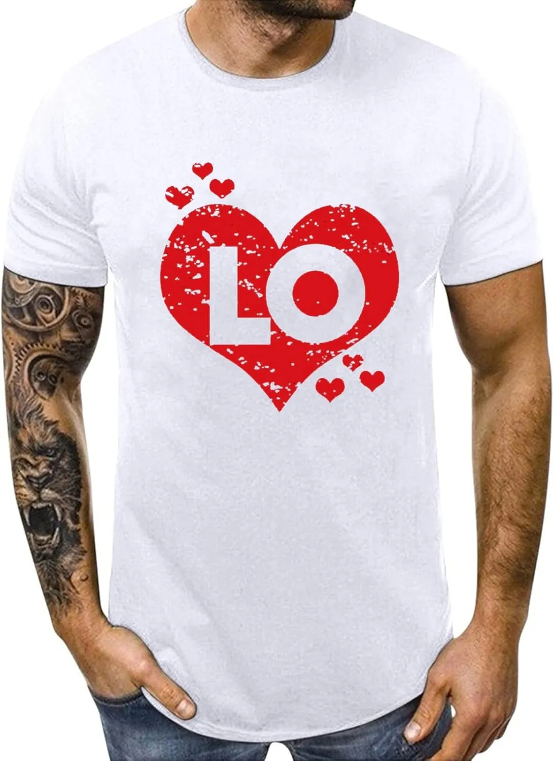 Matching T Shirts for Couples LO VE Print Short Sleeve Tops Blouse Matching Couple Set Outfits His & Hers T-Shirts