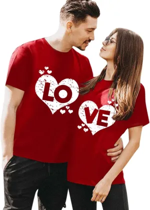 Matching T Shirts for Couples LO VE Print Short Sleeve Tops Blouse Matching Couple Set Outfits His & Hers T-Shirts