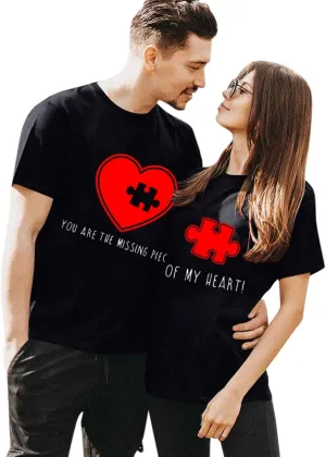 Matching T Shirts for Couples LO VE Print Short Sleeve Tops Blouse Matching Couple Set Outfits His & Hers T-Shirts