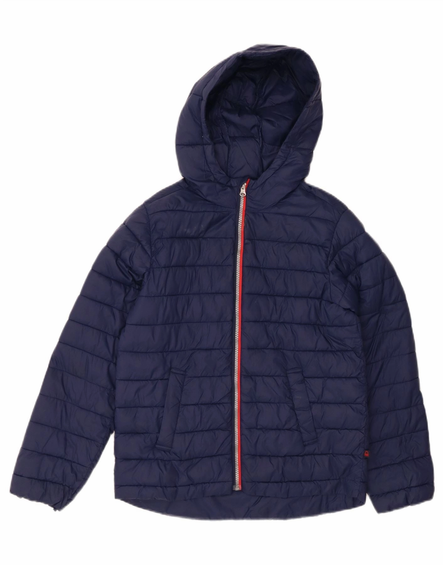 holiday BENETTON Boys Hooded Padded Jacket 11-12 Years 2XL Navy Blue Polyamide