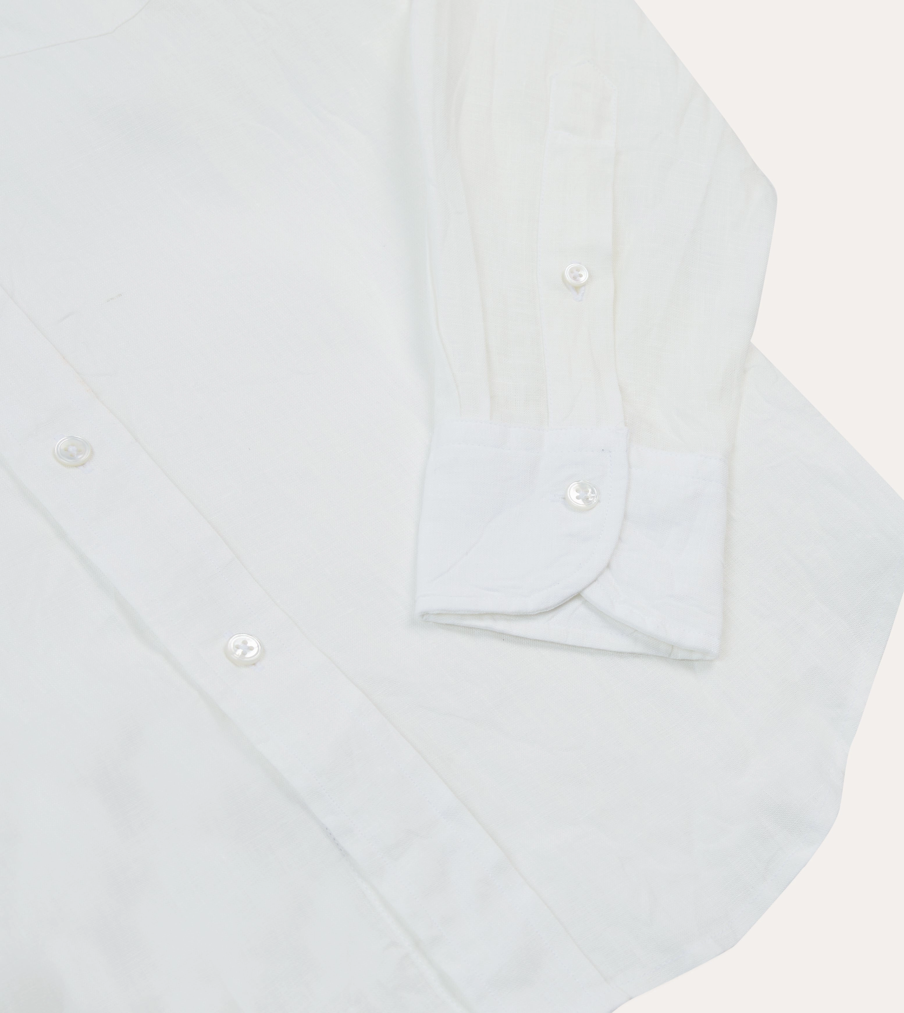 Ecru Linen Spread Collar Shirt Fitted Shape