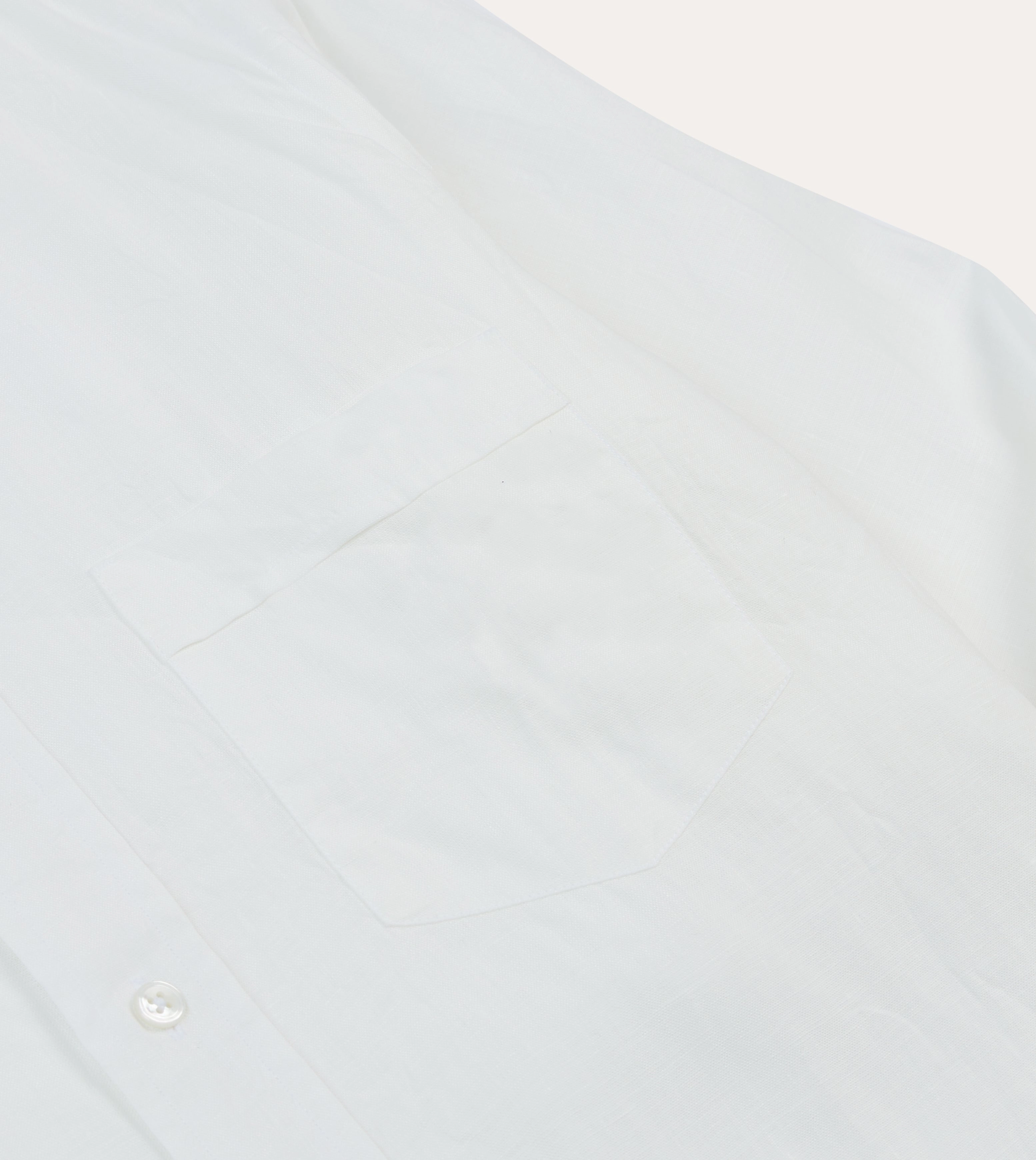 Ecru Linen Spread Collar Shirt Streetwear Layered Design