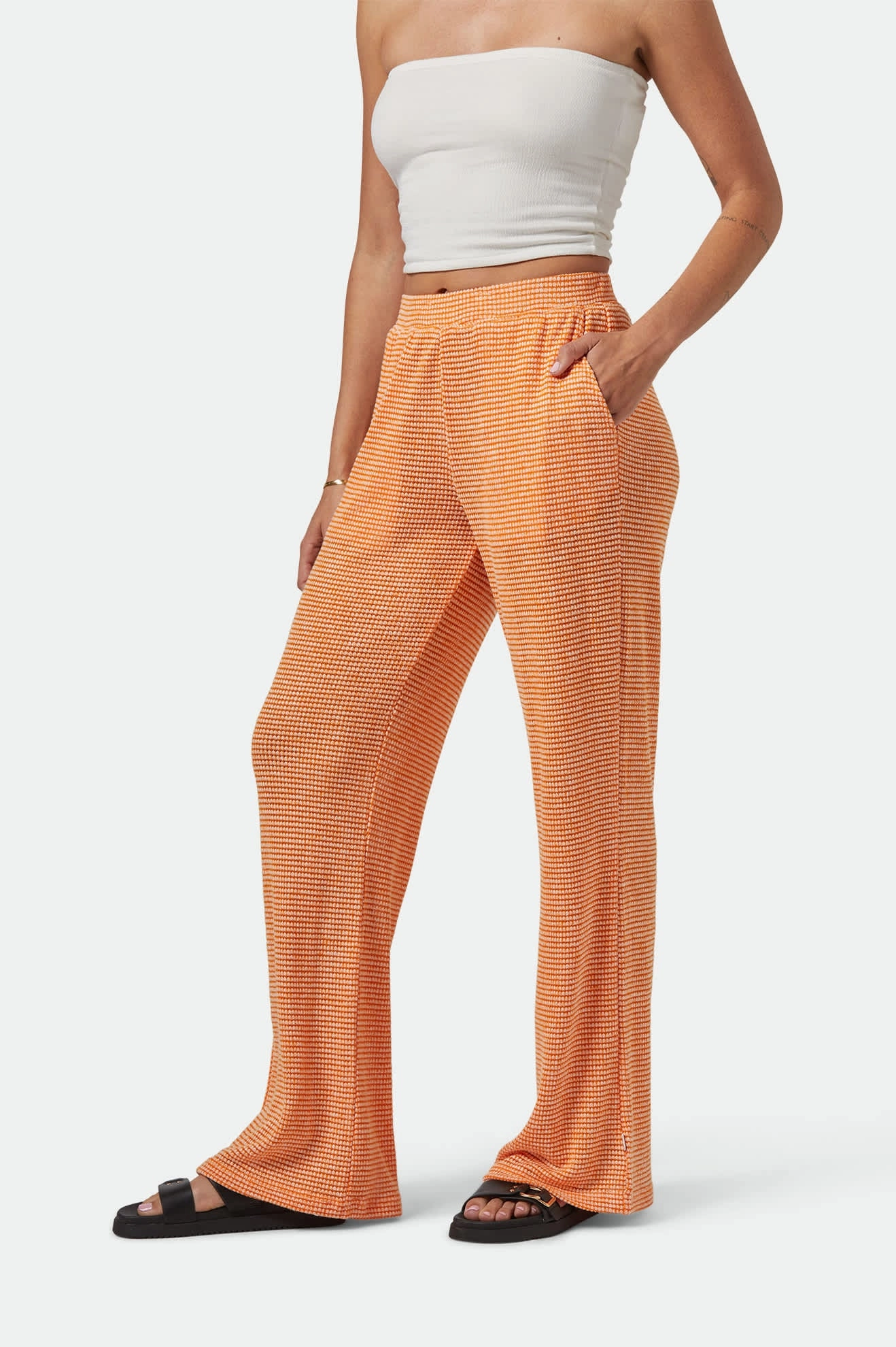 High Rise Maude Mesh Lounge Pant - Tangerine