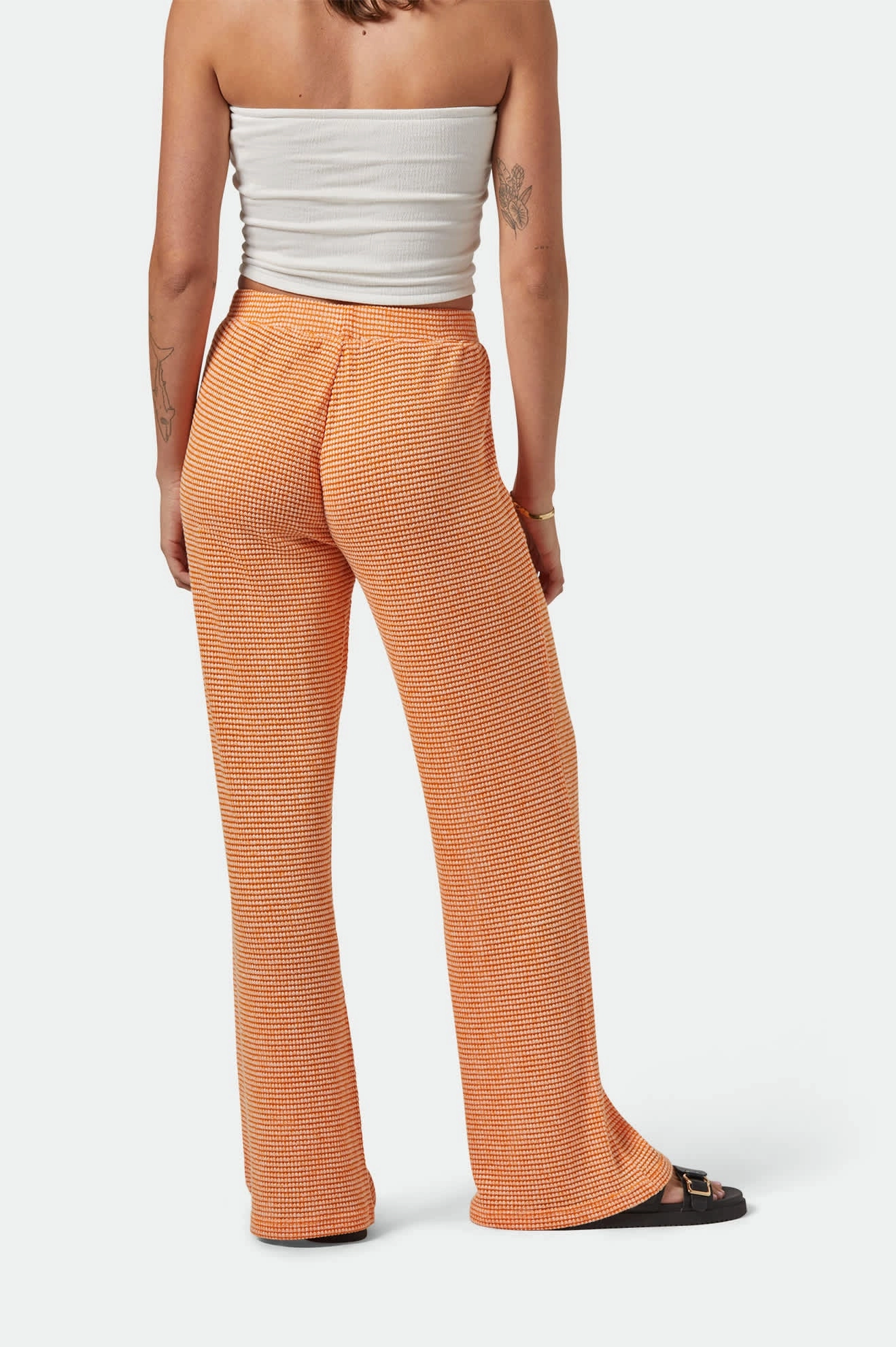 Maude Mesh Lounge Pant - Tangerine Slim Stretch Fit Travel Wear