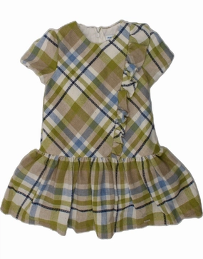 Feminine Touch MAYORAL Girls Short Sleeve Drop Waist Dress 2-3 Years Green Check