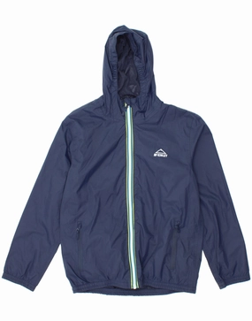 runner Effort MC KINLEY Boys Hooded Rain Jacket 11-12 Years Navy Blue Polyamide