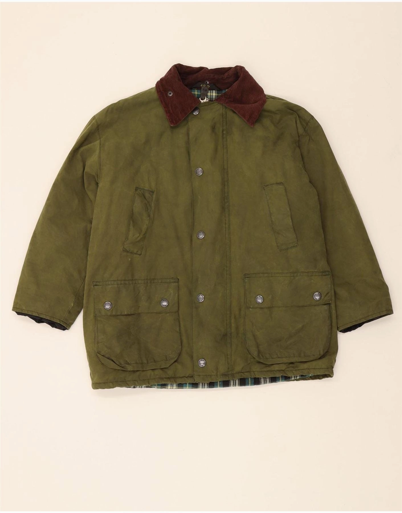 Ergonomic Seams Layered Wear MC ORVIS Boys Oversized Waxed Cotton Jacket 12-13 Years Green Cotton