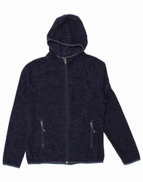 MCKINLEY Boys Hooded Fleece Jacket 11-12 Years Navy Blue Flecked Polyester Hyperguard Water Resistance