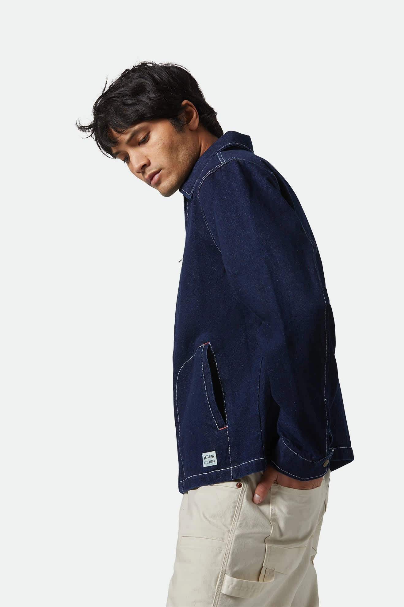 Mechanic Garage Jacket - Rinse Denim Four Way Stretch Laser Cut Perforations