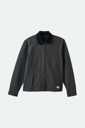 Windproof Closure Designer Mechanic Garage Jacket - Washed Black