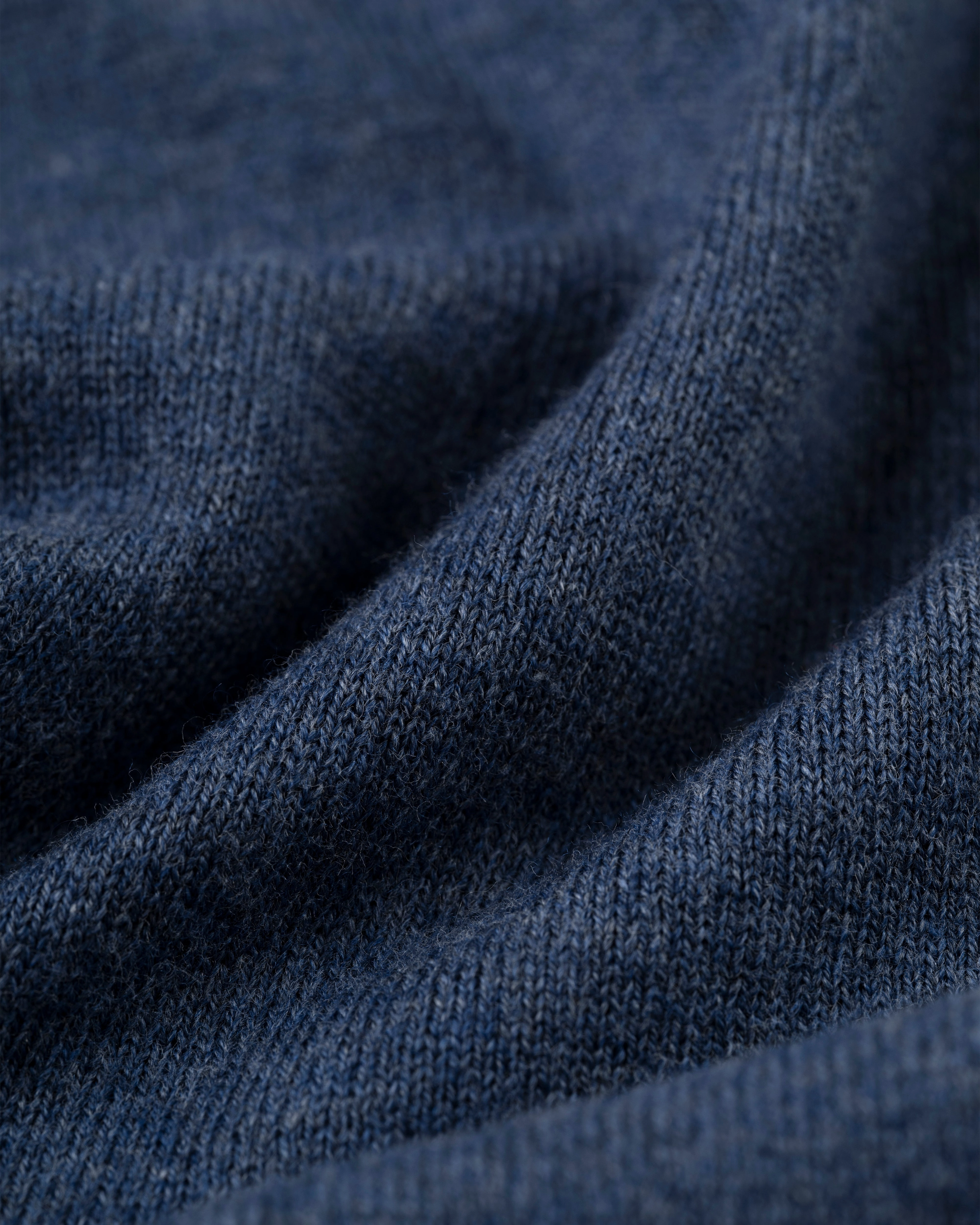 Trendy Warmth Textured Knit Medium Blue Cotton/Wool Crewneck Sweatshirt - Trim Fit
