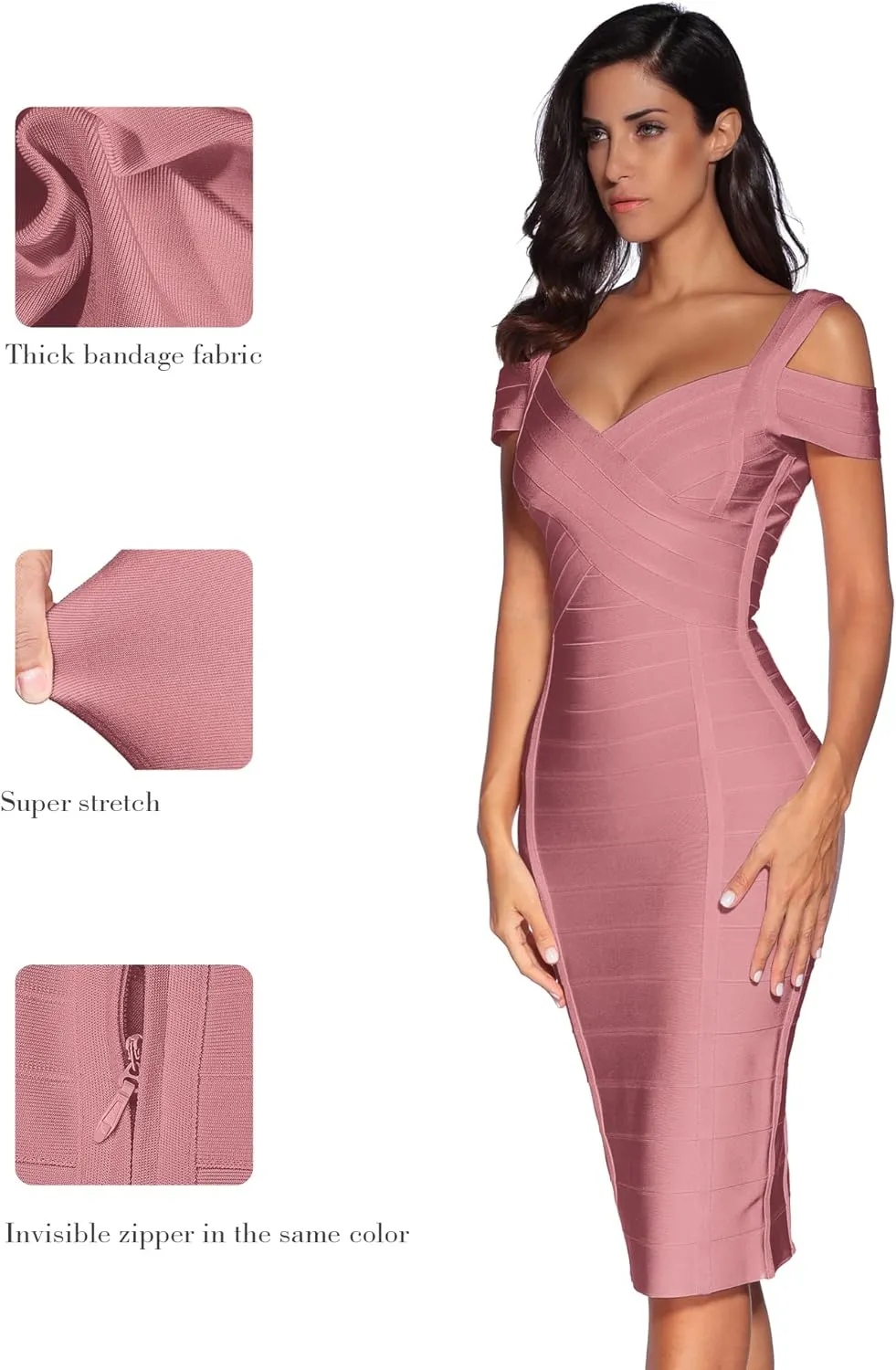 meilun Cold Shoulder Bandage Bodycon Dress for Women Wedding Guest Dress Birthday Party Event Dress