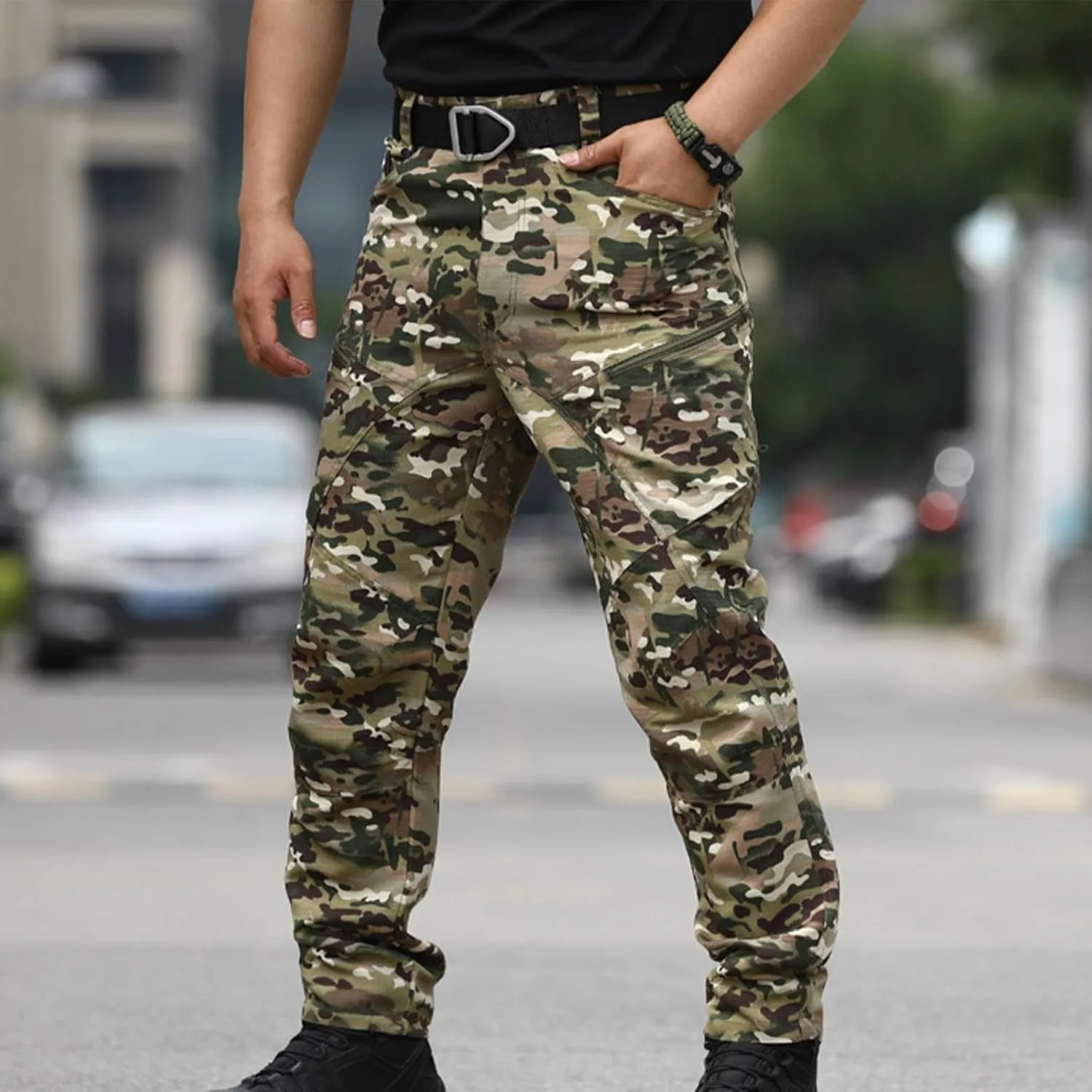 Men Hiking Pants Water Resistant Tactical Pants Lightweight Military Pant Outdoor Work Cargo Pants Multi-Pocket