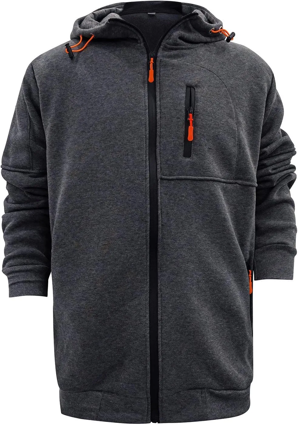 Men Hoodies Full Zip Up Lightweight Big and Tall Sweatshirt Casual Long Sleeve Sports Hooded Jacket Fall Winter Tops
