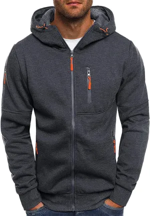 Men Hoodies Full Zip Up Lightweight Big and Tall Sweatshirt Casual Long Sleeve Sports Hooded Jacket Fall Winter Tops